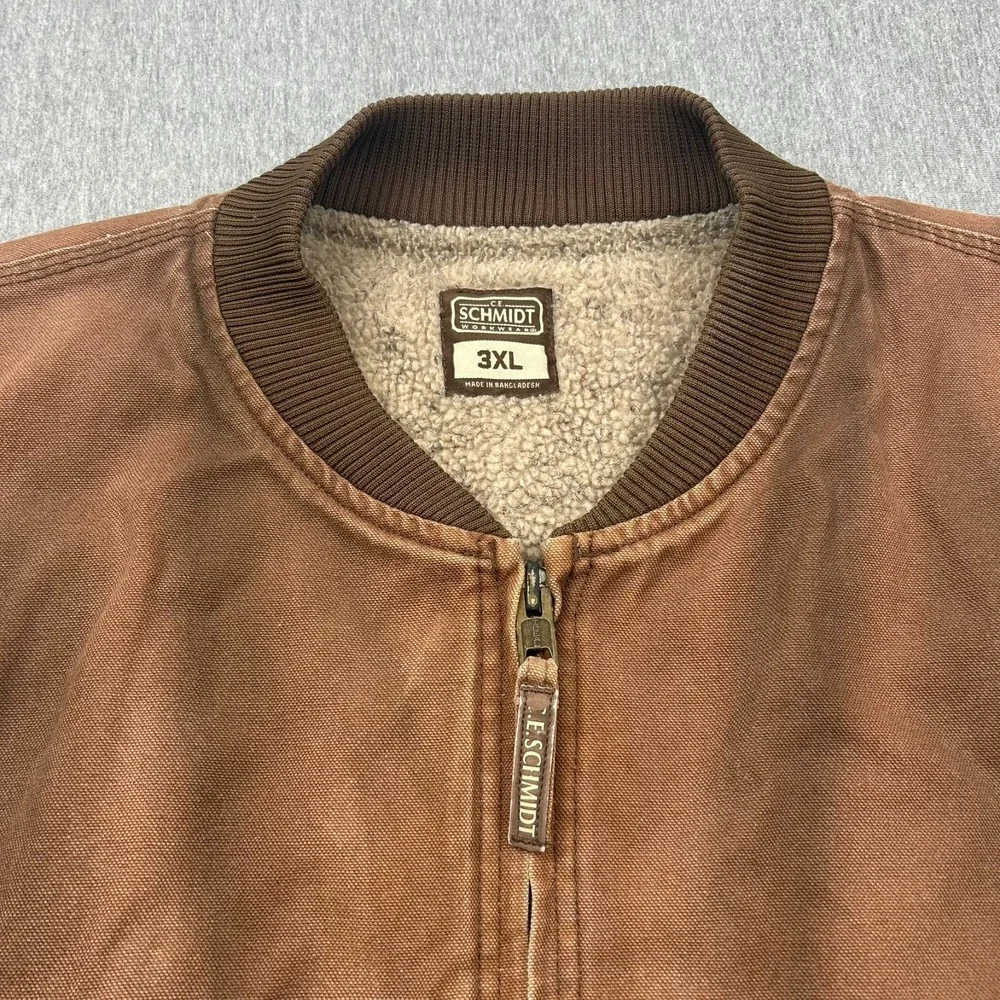 CE Schmidt Full Zip Sherpa Lined Canvas Vest Mens 3XL Brown Outdoor Workwear - Picture 5 of 16